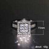 Silver CZ Square Wedding Ring for Women Lady's Bands