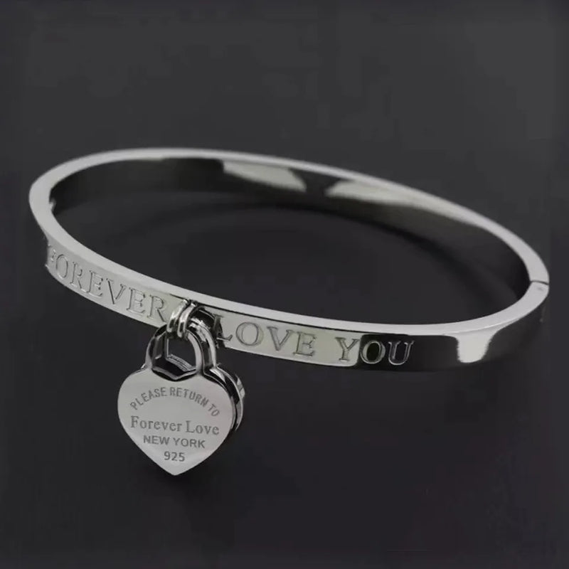 Forever Love Double Heart Stainless Steel Bracelet