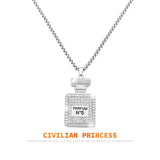 Stainless Steel N?5 Perfume Bottle Pendant Necklace For Women