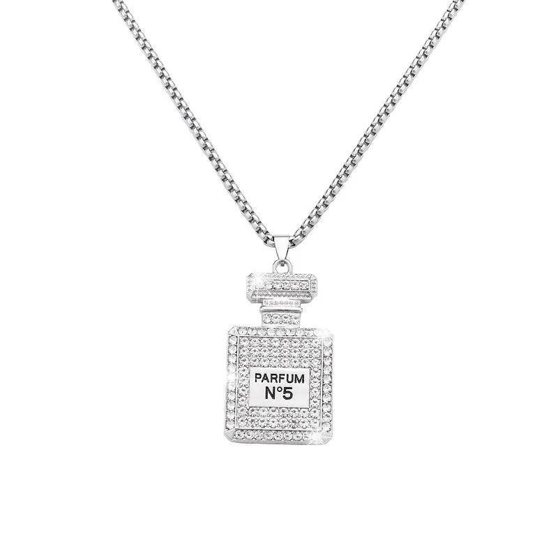 Stainless Steel N?5 Perfume Bottle Pendant Necklace For Women