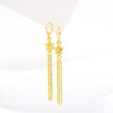 Star Drop Earrings 14K Yellow Festive Birthday Gift Female