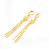 Star Drop Earrings 14K Yellow Festive Birthday Gift Female
