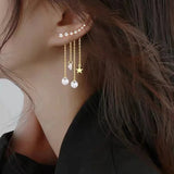 Long Tassel Dangle Earrings Crystal Moon Flower Leaf Jewelry Brincos