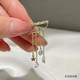 Long Tassel Dangle Earrings Crystal Moon Flower Leaf Jewelry Brincos