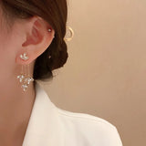 Long Tassel Dangle Earrings Crystal Moon Flower Leaf Jewelry Brincos