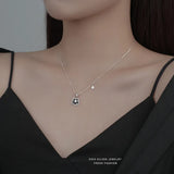 Zircon Camellia Flower Pendant Necklace for Women