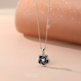 Zircon Camellia Flower Pendant Necklace for Women