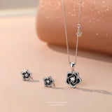 Zircon Camellia Flower Pendant Necklace for Women