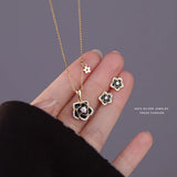 Zircon Camellia Flower Pendant Necklace for Women