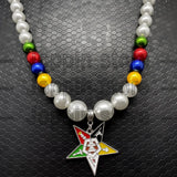 OES Enamel Pendant Multilayer Pearl Bead Necklace