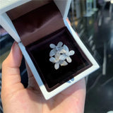 Butterfly Zircon Silver Wedding Bands Ring Statement Jewelry