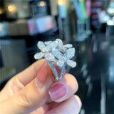 Butterfly Zircon Silver Wedding Bands Ring Statement Jewelry