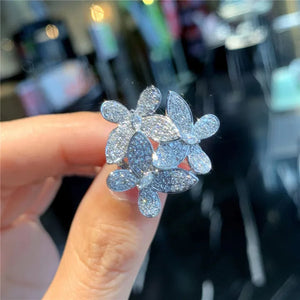 Butterfly Zircon Silver Wedding Bands Ring Statement Jewelry