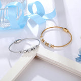 Zircon Bead Bangle Stainless Steel Cable Twist Wire Stripe Woman Bracelet