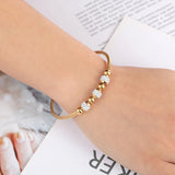 Zircon Bead Bangle Stainless Steel Cable Twist Wire Stripe Woman Bracelet