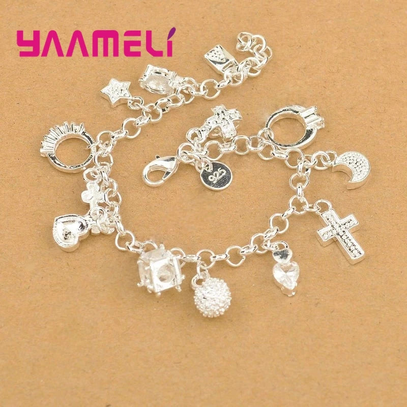 925 Silver Bracelet with Charms for Women