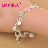 925 Silver Bracelet with Charms for Women