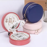 Portable Travel Jewelry Box Holder Organizer with Mirror