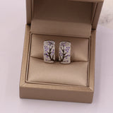 Zircon Flower Clip Earrings for Women