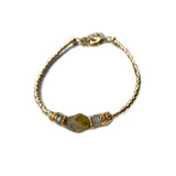 Gold-color Rice Bead Adjustable Bracelet Natural Stone Embellishment