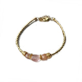 Gold-color Rice Bead Adjustable Bracelet Natural Stone Embellishment