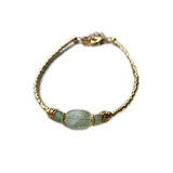 Gold-color Rice Bead Adjustable Bracelet Natural Stone Embellishment