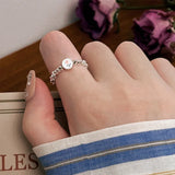 Tulip Flower Silver Beaded Rings for Women Girls Geometric Birthday Party Gift