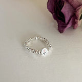 Tulip Flower Silver Beaded Rings for Women Girls Geometric Birthday Party Gift