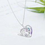 Unicorn Necklace S925 Sterling Silver Heart Animal Pop Jewelry