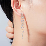 Wedding Leaf Dangle Drop Earrings Cubic Zirconia Brincos