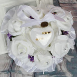 Wedding Ring Box Ring Bearer Pillow Green Purple Flower Decor