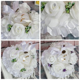 Wedding Ring Box Ring Bearer Pillow Green Purple Flower Decor