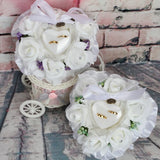 Wedding Ring Box Ring Bearer Pillow Green Purple Flower Decor