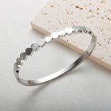 Shell Love Heart Bangle for Women Stainless Steel Bracelet Birthday Jewelry