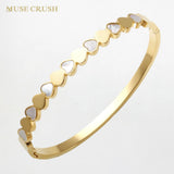 Shell Love Heart Bangle for Women Stainless Steel Bracelet Birthday Jewelry