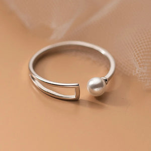 Simulated Pearl Ring, Sterling Silver Women Ring 925 Silver Wedding