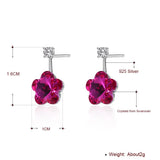 925 Silver Flower Crystal Earrings for Wedding