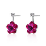 925 Silver Flower Crystal Earrings for Wedding