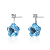 925 Silver Flower Crystal Earrings for Wedding