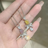 Geometric Zircon Pendant Necklace for Women