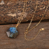 Labradorite Slab Beads Pendant Necklace for Women