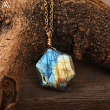 Labradorite Slab Beads Pendant Necklace for Women