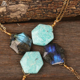 Labradorite Slab Beads Pendant Necklace for Women