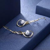 925 Silver Pearl Drop Earrings for Lady Girl Party Jewelry Love Gift