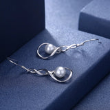 925 Silver Pearl Drop Earrings for Lady Girl Party Jewelry Love Gift