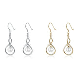 925 Silver Pearl Drop Earrings for Lady Girl Party Jewelry Love Gift