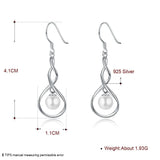 925 Silver Pearl Drop Earrings for Lady Girl Party Jewelry Love Gift