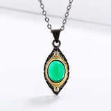 925 Silver Emerald Agate Clavicle Chain Women's Jewelry