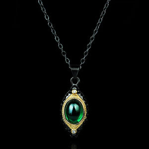 925 Silver Emerald Agate Clavicle Chain Women's Jewelry