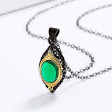 925 Silver Emerald Agate Clavicle Chain Women's Jewelry